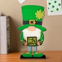 1 zestaw rustykalnych miniaturowych drewnianych dekoracji stołu na dzień św. Patryka, znak centralnego elementu stołu, szczęśliwa zielona koniczyna, znak koniczyny na imprezę tematyczną na dzień św. Patryka, kolacja, kawiarnia, irlandzki stół, dekoracja