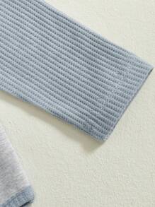 Toddler Baby Boys Outfits Set Contrast Color Long Sleeve Romper With Waffle Solid Pants Hat 3Pcs Clothes Set