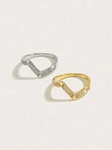 1 chiếc nhẫn thép không gỉ mạ vàng 18K đính đá Cubic Zirconia, trang sức nữ, quà tặng đám cưới, tiệc tùng, hẹn hò. - nhẫn kim cương ngoằn ngoèo - Xem 6