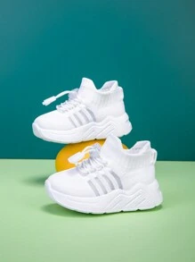 New Kids Simple Breathable Mesh Soft Bottom Non-Slip Lightweight Slip-On Outdoor Casual Sports Shoes, Suitable For All Seasons - White - View 6