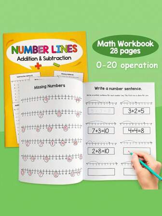 Number Line Math Workbook, Addition And Subtraction Math 0-20, Math Books, Math Addition And Subtraction Practice Book, Gift, Educational Assistance Tool For Home