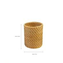 1 pezzo Portamatite stile vietnamita intrecciato a mano, scatola portapenne in rattan, organizer per cartoleria/trucchi, decorazione per casa/ufficio/cucina, durevole e leggero, adatto per soggiorno, cucina - Castano - Visualizzare 15