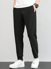 Pantalones de senderismo para hombres, ligeros, de secado rápido, transpirables e impermeables, adecuados para camping, pesca, correr y actividades atléticas, estilo jogger con cintura con cordón y bolsillos con cremallera