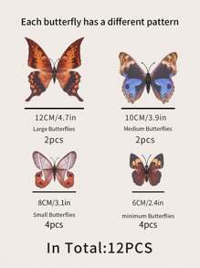 12 pièces Autocollants de papillon 3D multicouches créatifs en PVC pour la maison, décoration romantique pour l'intérieur et l'extérieur, idéal pour les fêtes de jardin, les gâteaux, les murs, les réfrigérateurs et les fenêtres. Décoration DIY, décoration murale en 3D autocollante créative de papillon pour la maison, la salle de bain, la décoration de la chambre pour les vacances et les festivals, embellir et rehausser le bonheur, autocollants muraux, décalcomanies murales, décalcomanies en vinyle pour la décoration de la maison, articles de décoration de printemps pour rafraîchir votre maison, autocollants de décoration de branche, décoration scolaire, surprise scolaire, décoration de dortoir, retour à l'école, fournitures scolaires