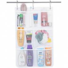 Organizador de ducha, organizador de baño o ducha con malla de secado rápido, 7 bolsillos para guardar champú, jabón, esponja vegetal y artículos esenciales para cruceros, 17 x 22 pulgadas, color blanco, 1 paquete