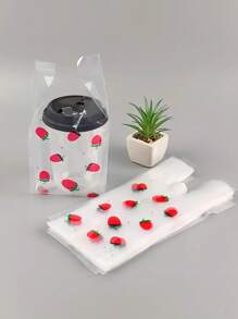 50/100/150 件草莓包装袋、外卖袋、手提袋，适用于面包、水果、甜点、食品、服装、一般购物、家庭烘焙用品 - 彩色 - 查看 6