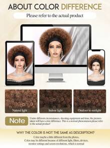Peluca diadema con estilo afro corto, rizado y rizado para mujeres, peluca afro natural negra sin pegamento con diadema incorporada, peluca rizada con diadema sintética para mujeres, peluca afro con pañuelo - Marrón - Ver 12