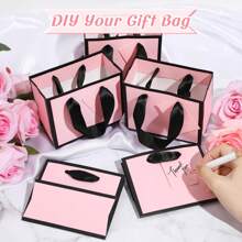 2 cái/5 cái/10 cái, Túi quà mini có quai xách Túi quà Giáng sinh nhỏ Giấy bạc kim loại 4x4,75x2,25'' Túi quà cảm ơn siêu nhỏ số lượng lớn có gắn thẻ cho Ngày lễ tình nhân, Kỷ niệm, Tiệc sinh nhật Đám cưới (Đen/Trắng/Hồng/Xanh đậm) - Nhiều màu - Xem 5
