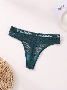 6 件装女士性感蕾丝丁字裤低腰无缝内裤字母腰带三角裤舒适透气内衣内裤