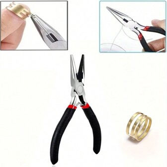 2-delige DIY sieradentangenset, 1-delige gouden ring, sieraden maken en reparatiegereedschap, knutsel- en naaibenodigdheden, precisie gekartelde sieradenklem