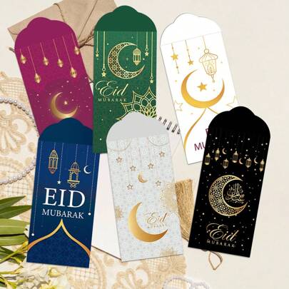 1set/3pcs Or 1set/6pcs Assorted Colorful Moon Shaped Holiday Envelopes, Suitable For Daily & Wedding Use