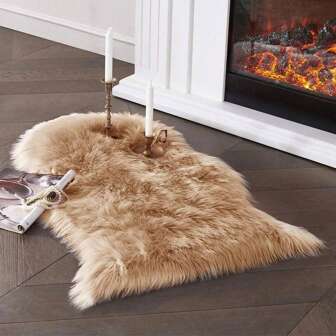 1入組人造羊毛長毛絨客廳和臥室地毯，防滑裝飾地毯，適用於多個場景，房間裝飾