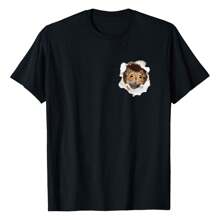 Cute Curious Mouse On Wall Crack Hole Funny Rat Pocket Pet T-Shirt Versatile Women's T-Shirts