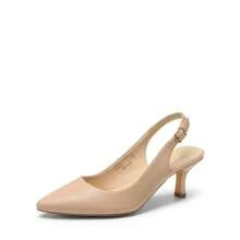 Women's Pumps Slingback Sandals Pumps For Women Pointed Toe Dress Party Court Shoes Ladies Kitten Heel Wedding Shoes - 裸色-PU - 查看 3