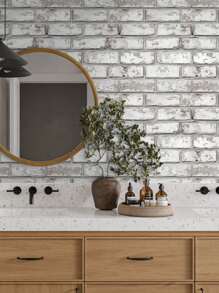 10pcs 3D Wall Panel, Faux Brick Wall Tiles For Living Room, Peel And Stick Backsplash For Kitchen Wall, Brick Tile Stickers Waterproof Bathrooom, Home Decor