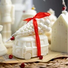 1 件卡车硅胶蜡烛模具、老式巴士车硅胶模具、DIY 蜡烛、环氧树脂、工艺品、石膏、肥皂、蜡铸模具、家居装饰、礼品 - 白色 - 查看 4