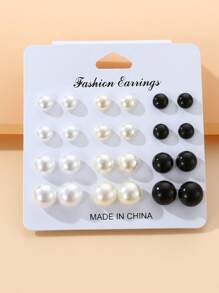 24 件女孩心形、星星、花朵、几何耳钉套装 - 彩色 - 查看 13