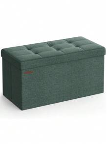 SONGMICS 储物凳，可折叠小脚凳，38 x 76 x 38 厘米脚凳，立方体储物凳，承重 300 公斤，适用于客厅、卧室、玄关、复古绿返校宿舍储物 - 綠色 - 查看 6