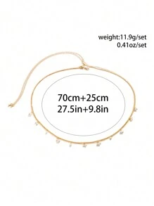 1pc Vintage Asymmetrical Pearl Tassel Sexy Waist Chain Belly Button Ring, Women Casual Beach Resort Party Body Jewelry