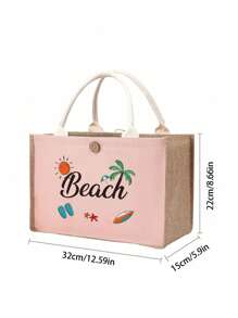 2pcs Portable Multifunctional Tote Bags, Large Capacity Shopping Handbag Travel Beach Bags, For Portable Casual Storage Handbag - Multicolor - View 4