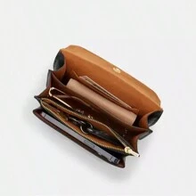 Mini Klare Crossbody Bag Coach Bag Chain Bag Leather Handbag Small Flap Square Bag For Women Purses And Bags Women Bag - Walnut Black - 查看 6