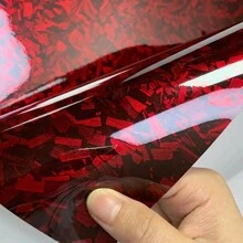 1 pieza Pegatina de vinilo rojo láser para coche, fácil de cortar y aplicar, decoración de coche, película de envoltura de fibra de carbono de colores múltiples disponible - Unitalla - Ver 12