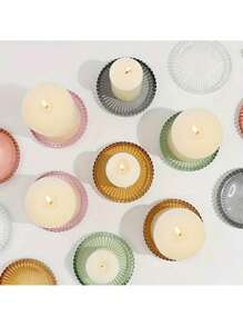 4pcs Glass Candle Holders, Coasters For Wedding, Valentine's Day, Dining Table Center Decor, Home Decoration, Coffee Cups, Ashtrays, Festival Events, Family Gatherings, Themed Parties