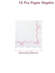 Pink Bowknot Themed Party Disposable Paper Tableware, 8pcs 7inch&9inch Happy Birthday Disposable Pink Paper Plates, 16pcs Bow Napkins Suitable For Pink Theme Party Decor, Party Favor, Birthday Decor, Birthday Gifts, Kitchen Decor, Gender Reveal Decor Babe Shower Decor Holiday Family Activities Event Party Decoration Supplies Set - Pink Bow - View 13
