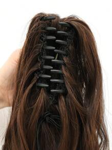 20-22 Zoll Lange, Gewellte Pferdeschwanz-haarverlängerung, Synthetische, Hitzebeständige, Lockige, Gewellte Pferdeschwanz-haarteile Für Frauen, Braun