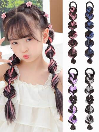 16inch Bubble Braid Synthetic Braids, Ombre Wig For Sweet & Cool Girls, Natural Crimped Long Braid, Ponytail