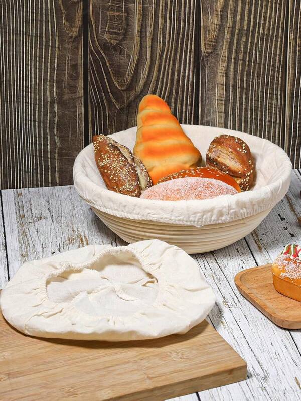 2 piezas Funda de tela para cesta de fermentación de pan, Cubierta de cesta de ratán para amasar masa, baguettes, hogazas, pasteles, pan casero, no incluye la cesta