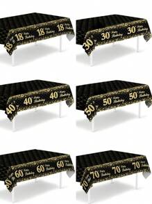 1 pieza Mantel rectangular descartable con decoración de oro fragmentado en negro y dorado para fiestas de cumpleaños 18, 30, 40, 50, 60 y 70 años. Perfecta decoración de mesa para fiestas de cumpleaños de hombres y mujeres, regalo y favor de fiesta.