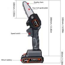 Mini Chainsaw 4-Inch Cordless Electric Portable Chainsaw With Brushless Motor, One-Hand Lightweight, Pruning Shears Chainsaw For Tree Branch Wood Cutting (Chainsaw+ 2 Batteries+ 2 Chains) - 1 - View 4