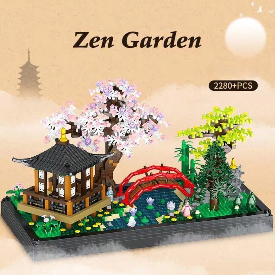 2280PCS Zen Style Garden, Flowers, Trees, Classic Architectural Puzzle Toys, Mini Block Sets, Models, Adults - Multicolor - View 1
