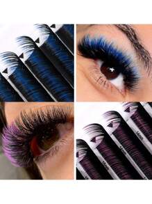 12排C/D卷曲彩色渐变睫毛混合11-15毫米圣诞假睫毛专业睫毛延长高品质化妆工具 - 彩色 - 查看 5