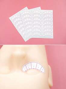 50pcs/Sheet 7Pairs Fake Eyelash Extension Practice Paper With Adhesive Patches, Eyelid Pads, And Positioning Marks, Helpful Tools For Eyelash Extension Training - White - View 5