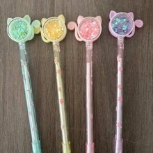 4pcs, Cute Butterfly, Cute Cat, Chrysanthemum Pattern Style Gel Ink Pen, Gel Pen, Ballpoint Pen, With Glitter, Stylish Black Writing Rollerball, Durable Plastic Materials, Party Stationery Gifts, At Home, Classroom, Final Exam, Office Universal Writing Pen, Writing Pen, Signature Pen, Christmas And Holiday Gifts,Back To School - Multicolor - View 13