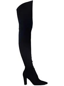 Shoe'N Tale Women Stretch Suede Chunky Heel Over The Knee Boots Thigh High For WomenChristmas - 銀色 - 查看 3