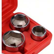 Carbon Steel Oil Filter Socket Set (5 Pcs, 3/8" Drive, 24 - 38mm) - Remover & Installer Tool For Automobile Oil Filter Disassembly Kit, Tools For Men - 銀色 - 查看 7