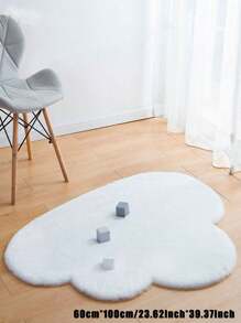 1 件兔毛卡通白云形防滑客厅卧室地毯地毯，房间装饰毛绒床边垫，客厅不对称地毯 - 白色 - 查看 3