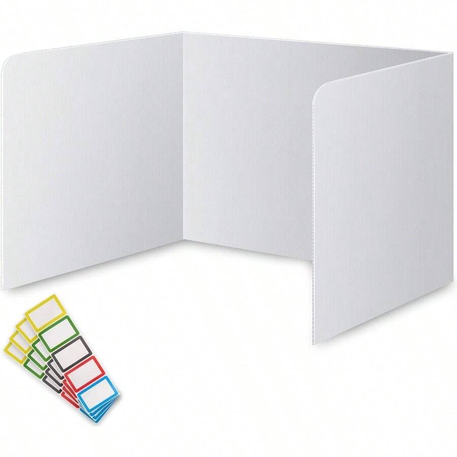 22 Pack Classroom Privacy Shields For Student Desks - Easy To Clean Sneeze Guard Folder Desk Divider Study Carrel - Classroom Materials For School Teachers - Includes Extra Labels - 白色 - 22 件裝 - 查看 1