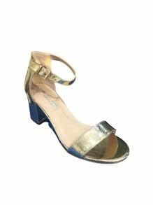 Solid Color Strap Casual Versatile Fashion High Heel Sandals - Gold - View 3