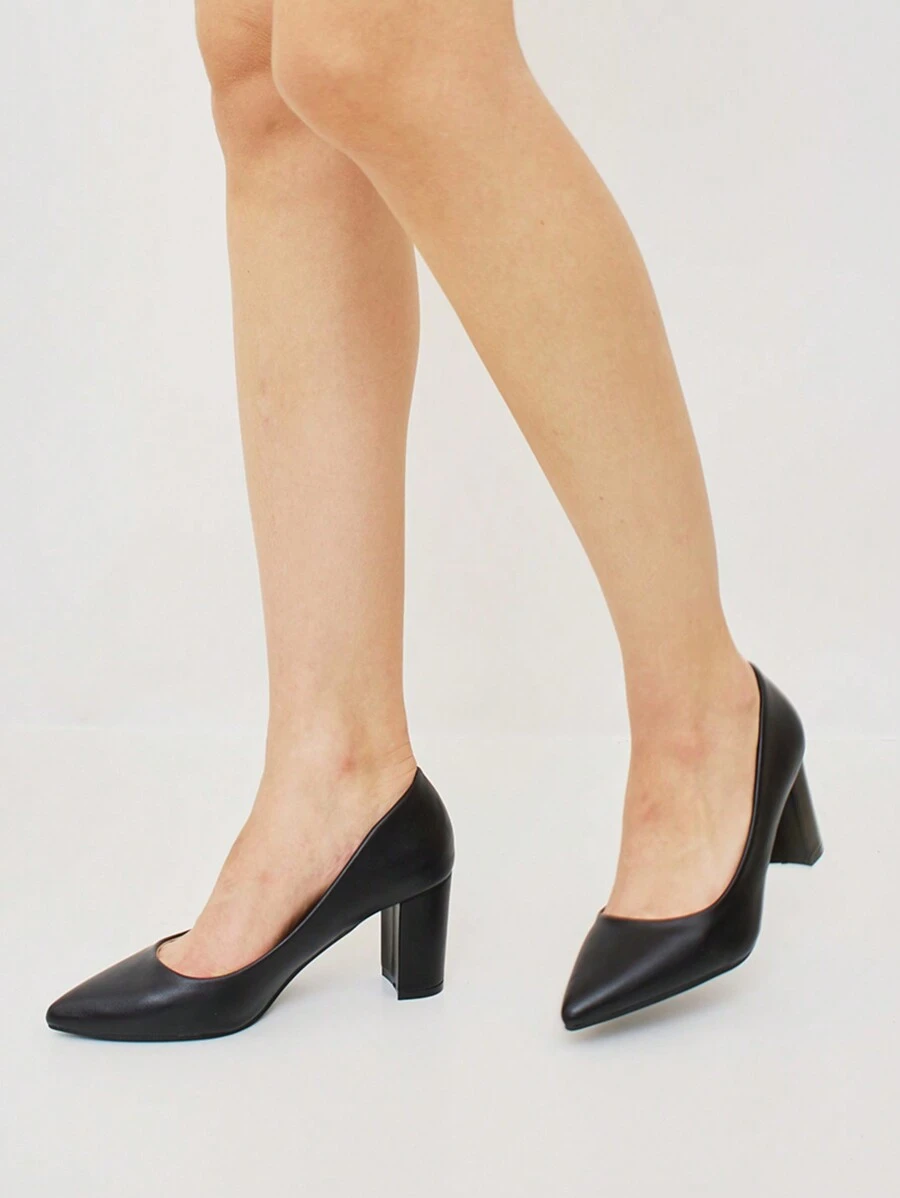 Women's Minimalist Casual High Heels For Everyday Wear - Black - View 1