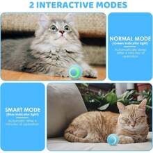 Juguete de bola para gatos con enrollado automático, con luz LED recargable por USB, juguete interactivo para el juego de gatitos - Multicolor - Ver 11
