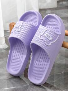 Dép đi trong nhà hình gấu hoạt hình cỡ lớn cho nữ, Dép đi trong nhà tắm mềm mại chống trượt chống mùi, Dép đi trong nhà cho cặp đôi, Mùa hè - Màu tím - Xem 9