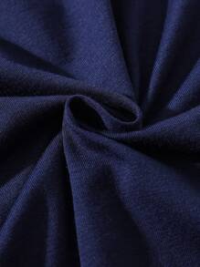 男童字母图案印花圆领短袖 T 恤和短裤套装 - 寶藍色 - 查看 7