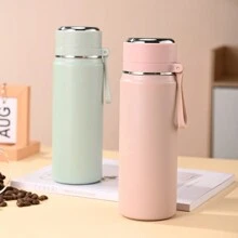 1pc 500ml/16.9oz Bullet-Shaped Insulated Tumbler With Strap, Stainless Steel Travel Mug With Rope Handle, High Aesthetic For Men, Women, Students & Couples, Outdoor Use Water Bottle Back To School Back To School - Multicolor - View 9