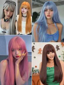 YEWELL Tóc giả thẳng dài 95cm (38 inch) có mái, chất liệu sợi tổng hợp chịu nhiệt, tự nhiên và mềm mại, phù hợp cho hóa trang nữ, sử dụng hàng ngày, trông rất thật và tự nhiên, là món quà lý tưởng cho các bữa tiệc, Giáng sinh, sinh nhật. Có các màu: Đỏ, Trắng, Vàng, Xanh lá cây, Cam, Hồng, Xanh dương, Đen. - Nhiều màu - Xem 4