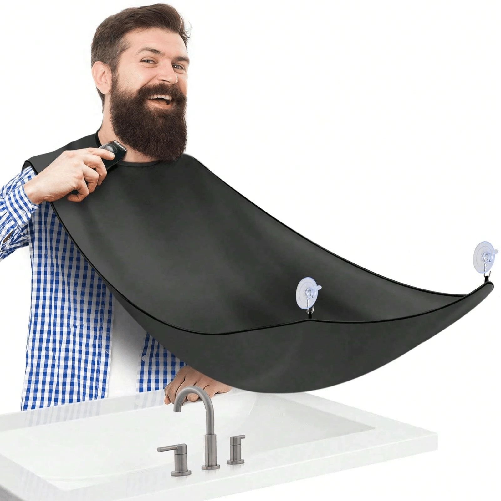 Beard Bib, Beard Catcher, Men's Non Stick Material Beard Apron, Used For Styling And Trimming, One Size Suitable For Everyone In The Gym - Multicolor - View 1
