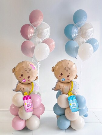 Set de 21 piezas para decoración de fiesta de revelación de sexo, globos de látex rosa y azul, globos claros de 24" para baby shower, "sip & see", primer cumpleaños, celebración de revelación de sexo
